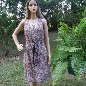 NWOT "Andeawy"  leopard print midi dress w/tie